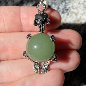 Green aventurine skeleton pendant